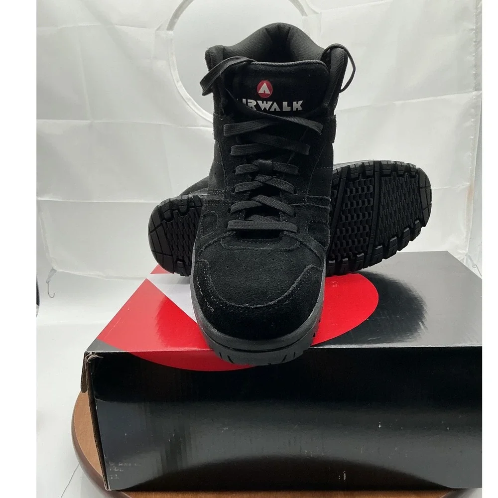 Airwalk Mongo Mid CT Composite Toe Work Boots Black Suede EH SR AW6360 Mens 8